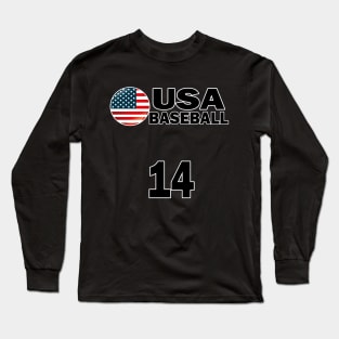 USA Baseball Number 14 T-shirt Design Long Sleeve T-Shirt